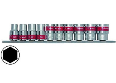 Превью Набор торцевых головок 3/8" ,6-ти гр., CrV, 10шт., 8-19мм //Matrix
