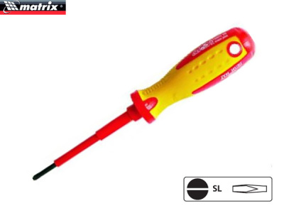 Превью Отвертка Insulated, SL 6,0 х 150 мм, CrMo,до 1000 В, двухкомп.рукоятка//MATRIX PROFESSIONAL